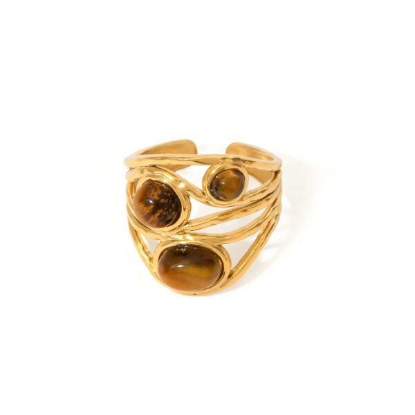 「Sunlit Golden Peaks」Tiger‘s Eye Open Ring