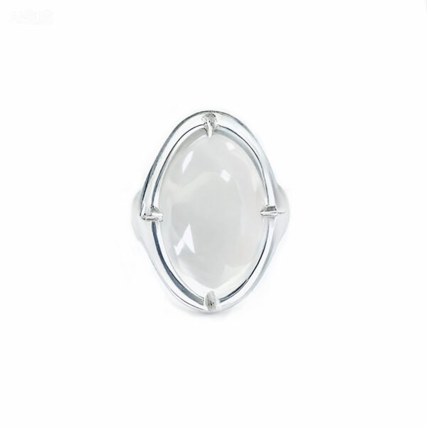 「Silver Moon Rhapsody」Square White Quartz Open Ring